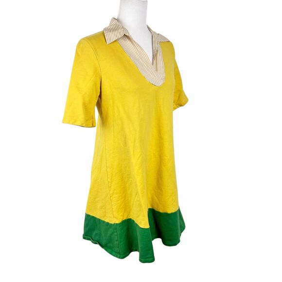 Every Body Every Wear Shirt Dress Women Large Yellow Collared Short Sleeve ALine - Picture 3 of 13